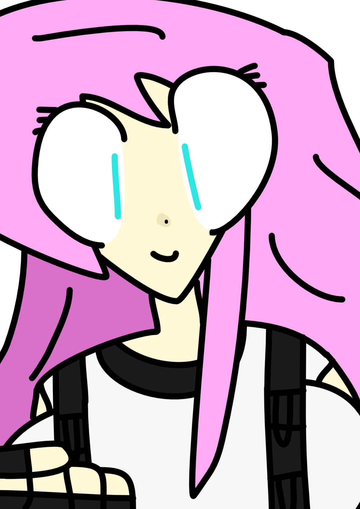 A portrait digital drawing of Luka Megurine wearing Tifa Lockhart's main outfit, showing her fist.