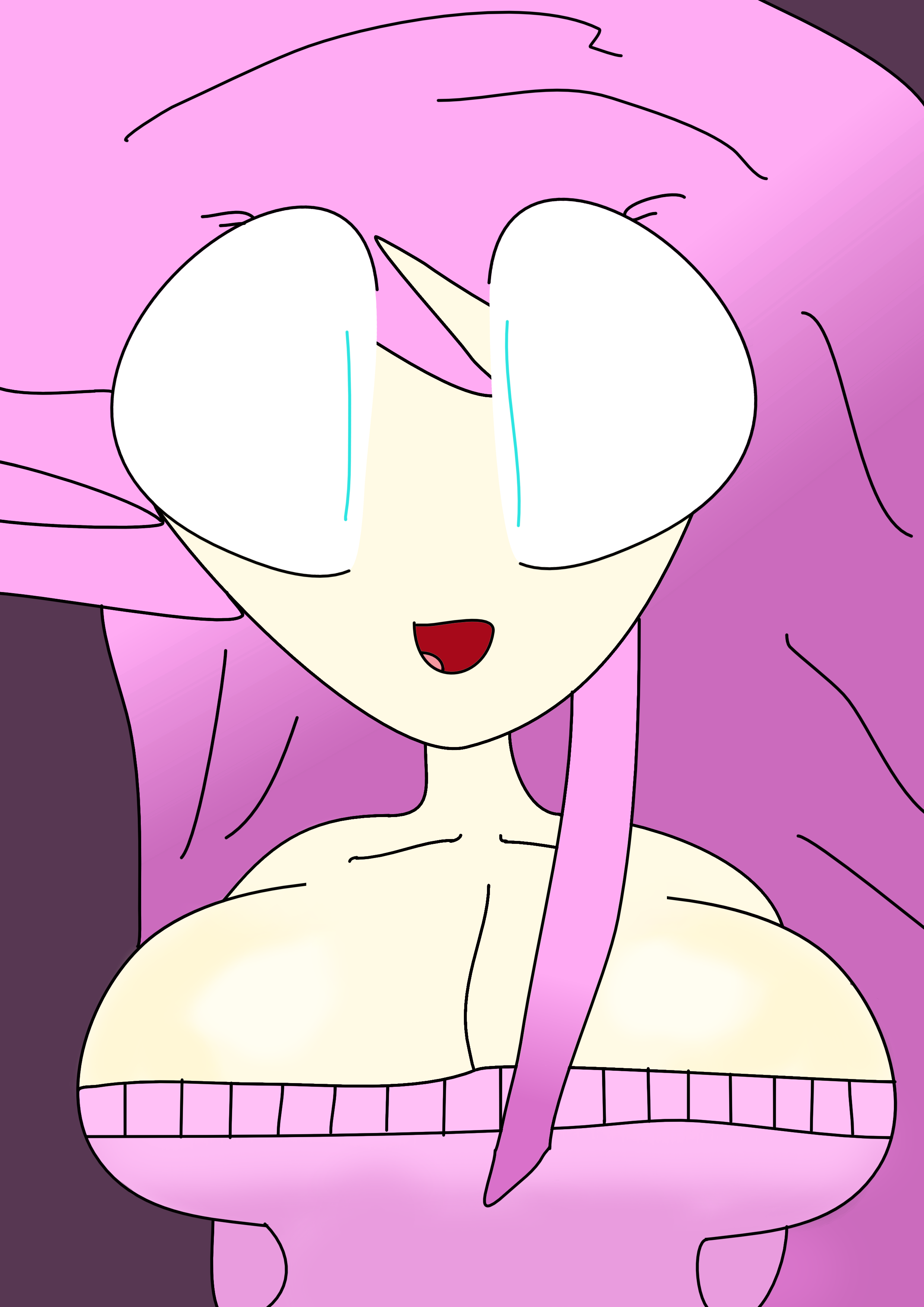 Luka Megurine with a pink cleavage sweater. Now with shading?