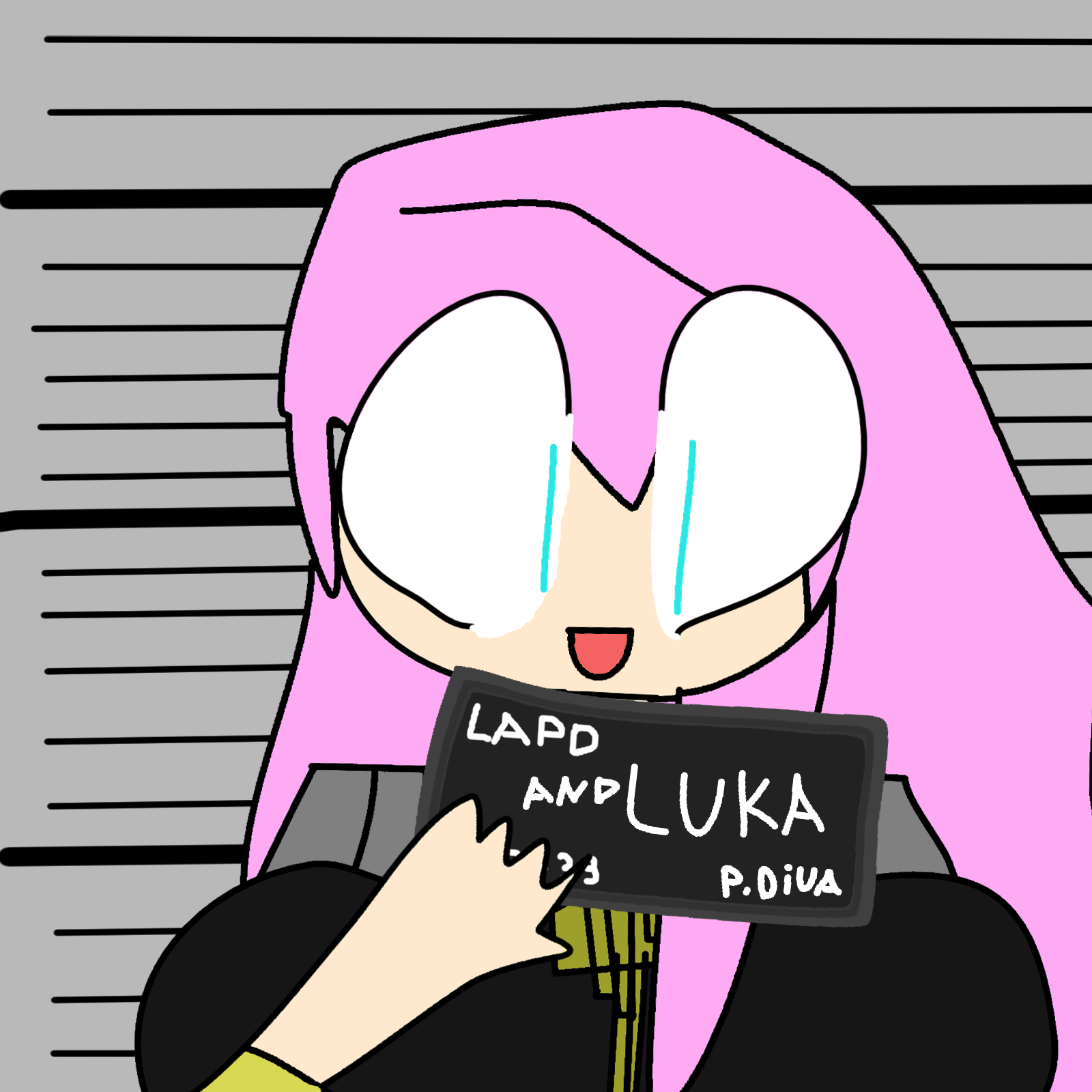 Luka Megurine as Ken from the movie mugshot scene. (You guessed it, self-ship moment!)