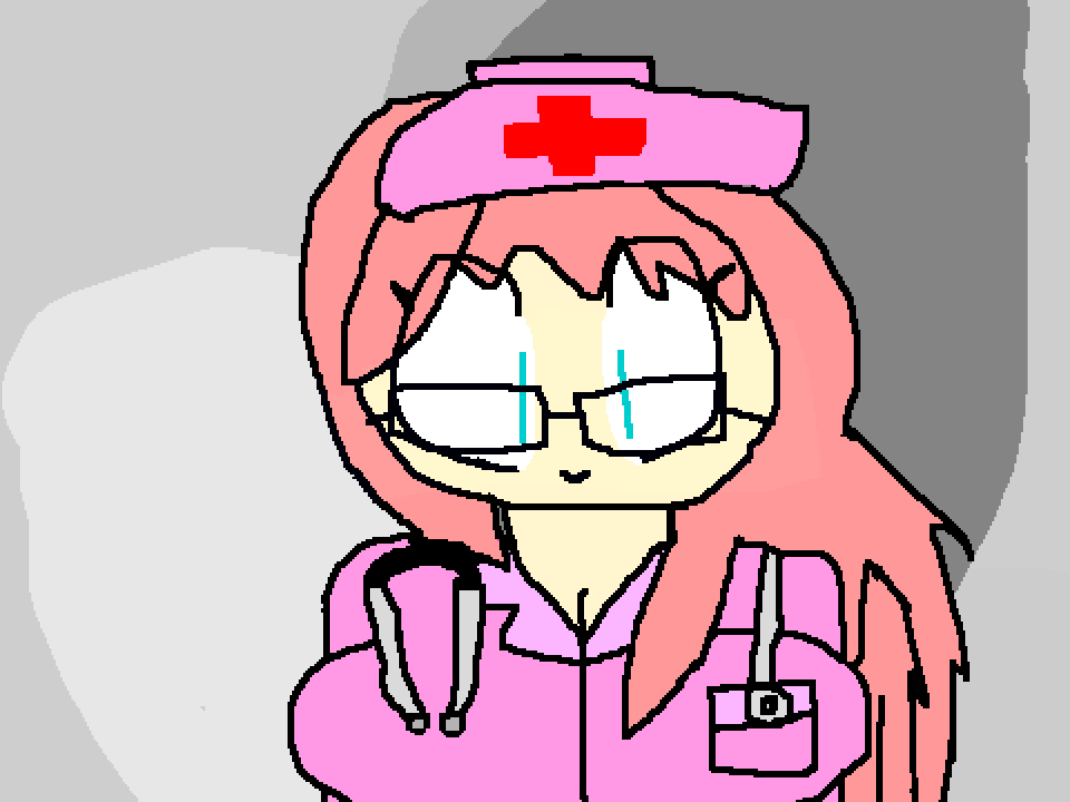 Luka Megurine as a nurse, with glasses.